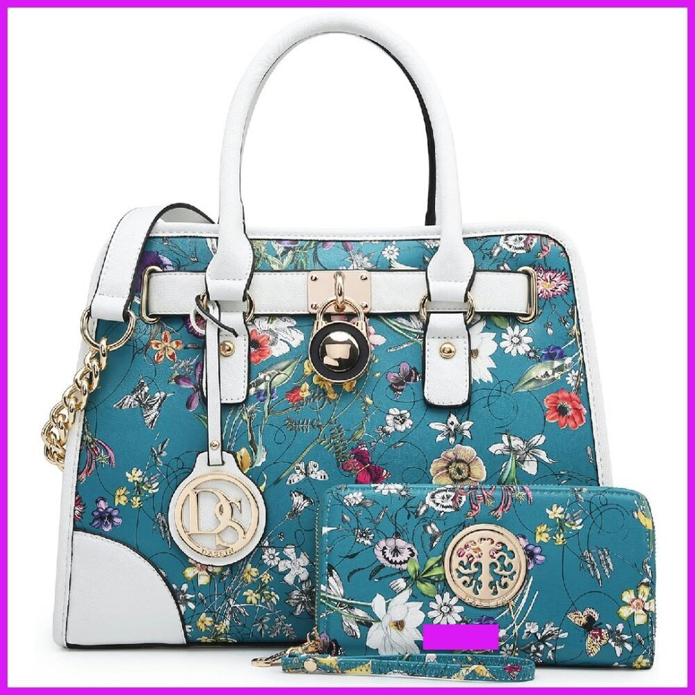 Vegan Leather Satchel Purse Set Structured Top Handle Shoulder Bag Work Bag